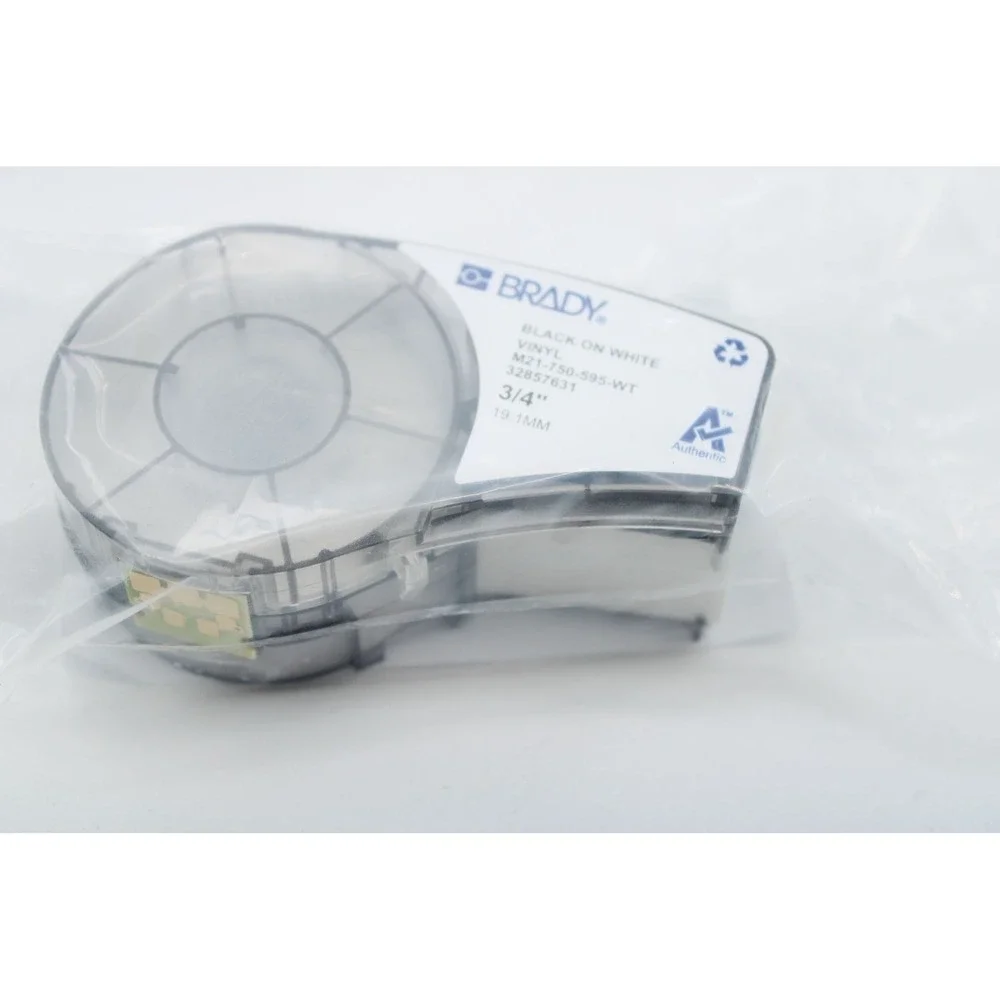 Brady M21-750-595-WT Black on White Vinyl Label Tape Cartridge 0.75 inch x 21 ft